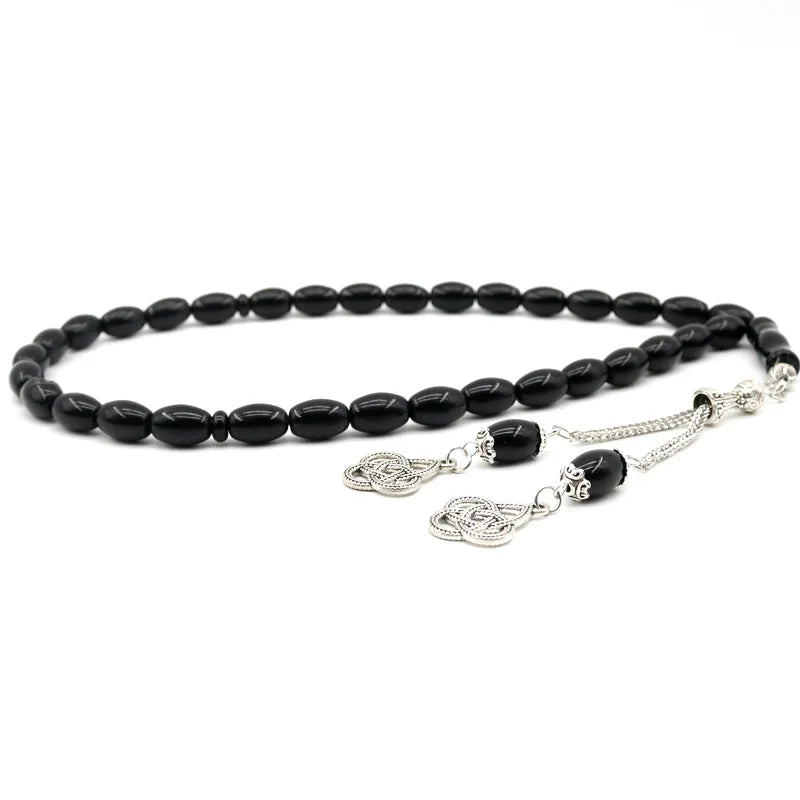 8*12mm Size Oval Natural Agate Tasbih  Muslim Gemstone Prayer Beads  Misbaha Islamic Rosary arabic Fashion Eid ramadan Gifts