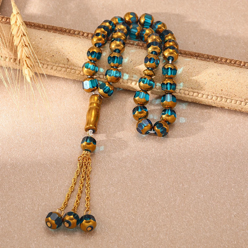 33PCS Holy Muslim Crystal Rosary Prayer Beads Glass Loose Islamic Prayer Beaded Bracelets Prayer Jewelry Accessories Wholesale