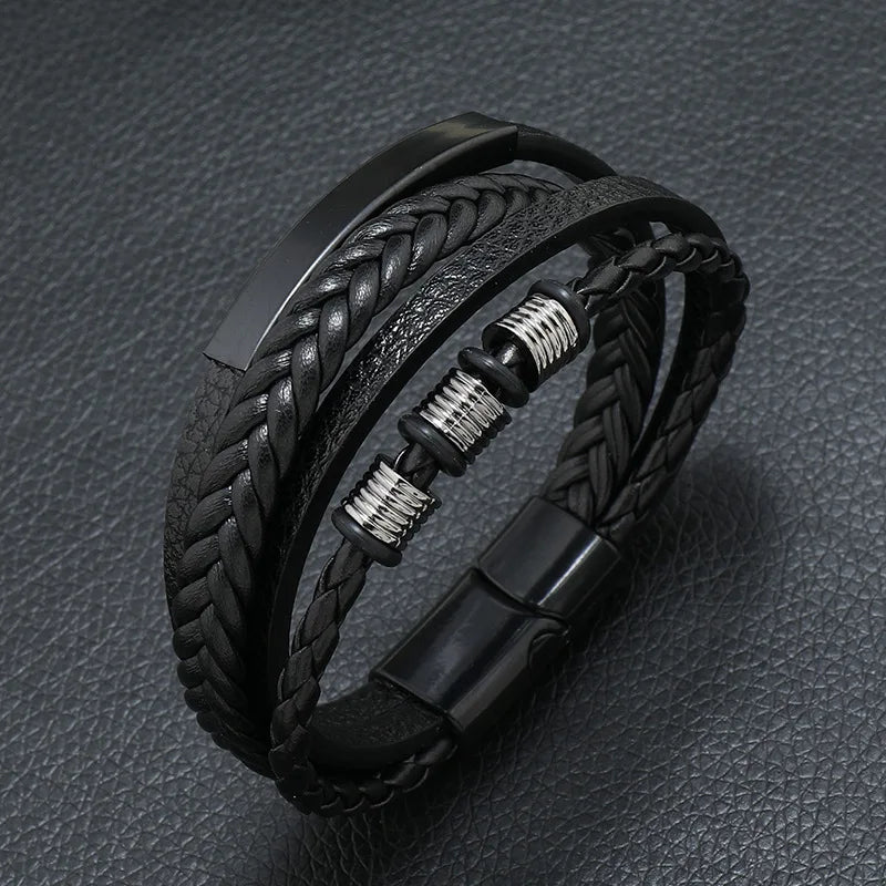 Men's Musical Symbol Leather Bracelet Vintage Creative Men's Bracelet Music Symbol Simple Leather Multi-Layer Bracelet