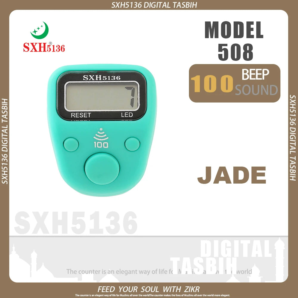 SXH5136 New Model LCD Finger Ring Tally Counter with 100 Beep Sound & LED Light Pray Tasbeeh Zikr Ring Muslim Digital Tasbih