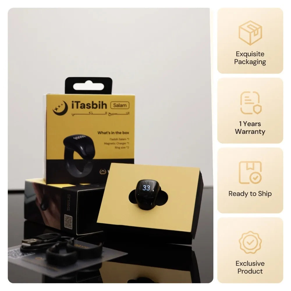 Gifts Adjustable Tasbih Counter Zikr Rings Waterproof 3 Size(18/20/22mm) Finger Counter APP Support Muslims Digital Counter