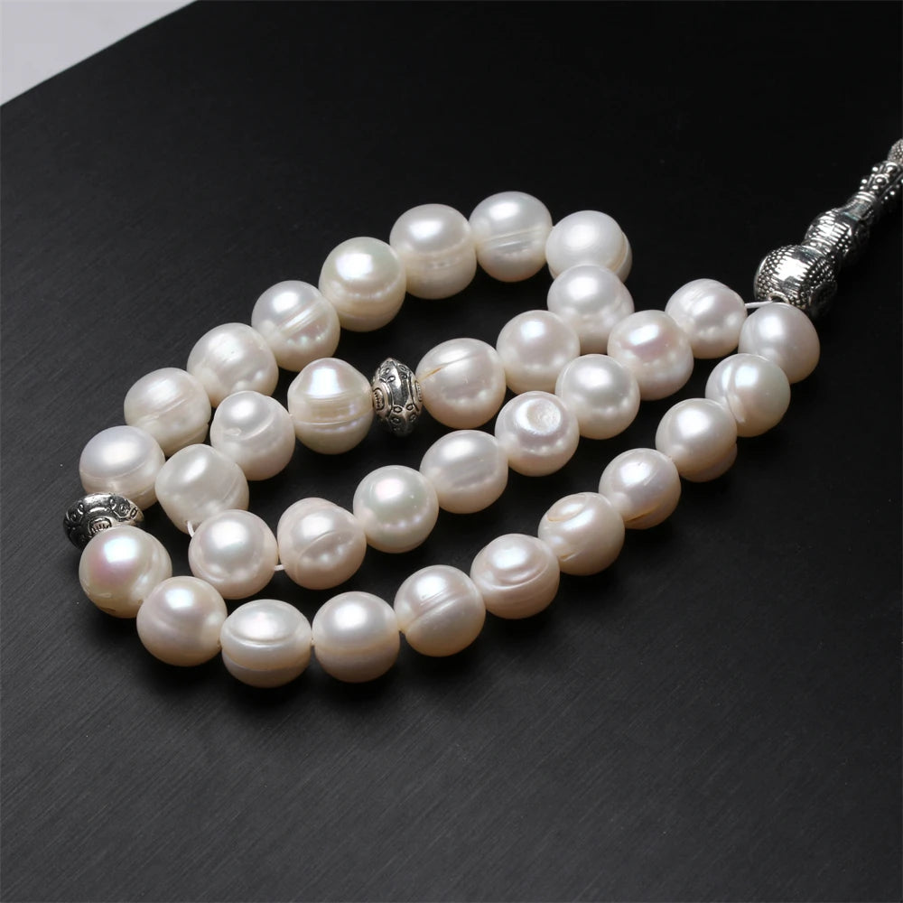 Islamic Rosary Necklace 11-12mm Size natural freshwater pearl Muslim Prayer beads islamic tasbih misbaha subha Wedding Gift