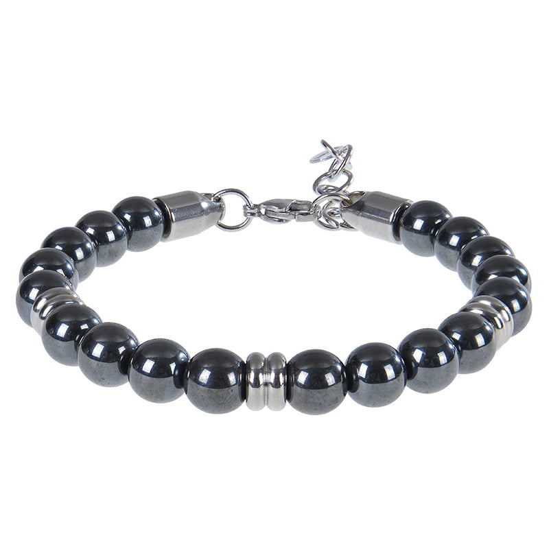 8mm Natural Stone Lapis Lazuli Beaded Bracelet Adjustable Stainless Steel Chain Bracelet for Men Women Handmade Jewelry Gifts