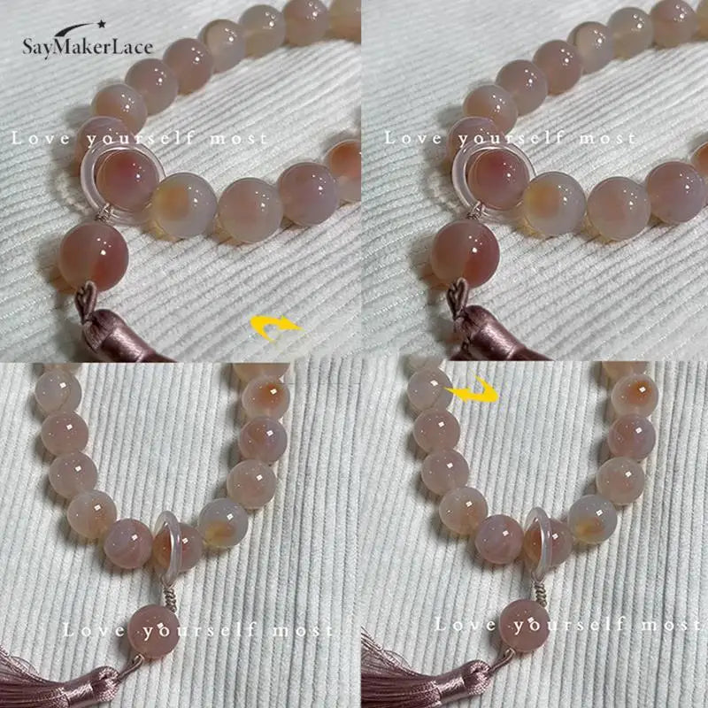 1pcs Green Jade Stone 12mm Beads Tassel Bracelet Necklace Tibetan Buddhist Buddha Charm Rosary Yoga Men Woman Jewelry