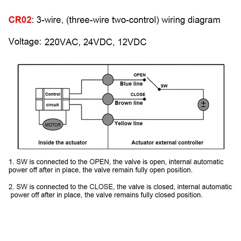 1/2" 3/4" 1" 1-1/4" 1-1/2" Brass 3-Way Electric Ball Valve Three Wire Two Control AC220V DC24V DC12V AC24V