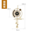 Modern minimalist TV background deer wall clock ,wooden grille decoration with lights hanging clock