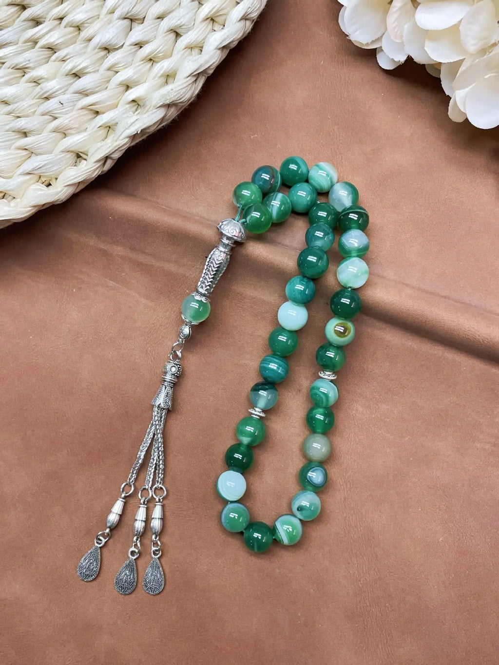 11pcs Islamic 33 Beads Glass Tasbih Arabic Prayer Misbaha Sebha Bracelet Hand Chain Muslim Rosary Jewelry for Men Women Gift