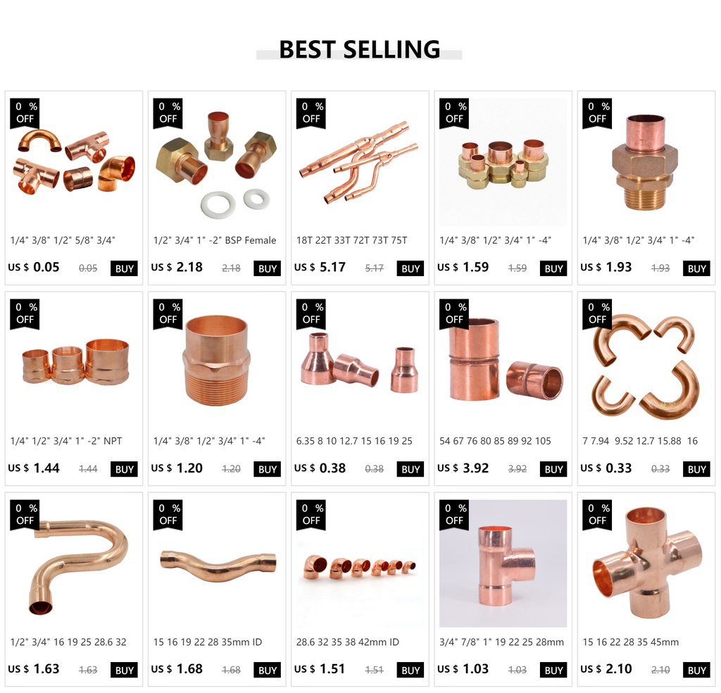 1/4" 3/8" 1/2" 8 10 14 15 16 19 22 25-159mm ID Copper End Feed Solder Reducing Tee 3 Ways Plumbing Fitting For Air Conditioner