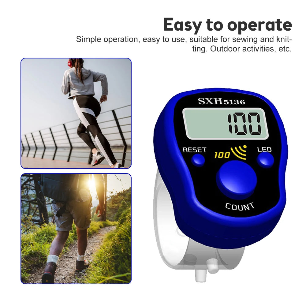 SXH-5136 Electronic Counter Finger Clicker Finger Counter Finger Ring Modeling with Backlight 5 Random Colors Shipping