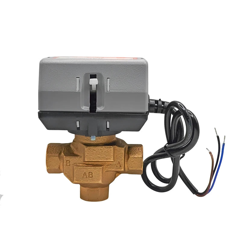1/2" 3/4" 1" Motorized Two Way Three Way Valve Brass VC6013/4013 DN15 DN20 DN25 Fan Coil HVAC Valve AC220V