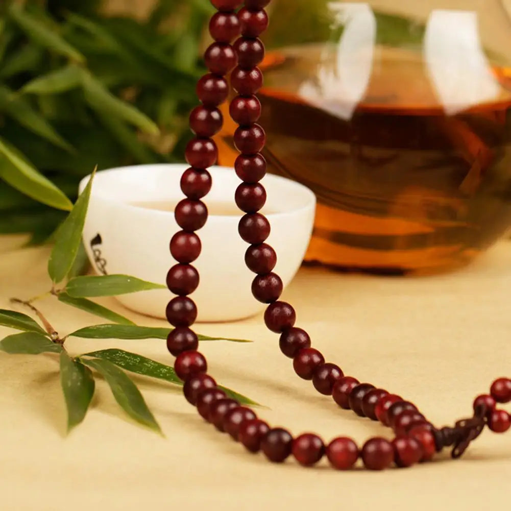 Natural Sandalwood Bracelets Men Buddhist Buddha Meditation Bead Bracelet for Women Prayer 108 Beads Rosary Hanging Decoration