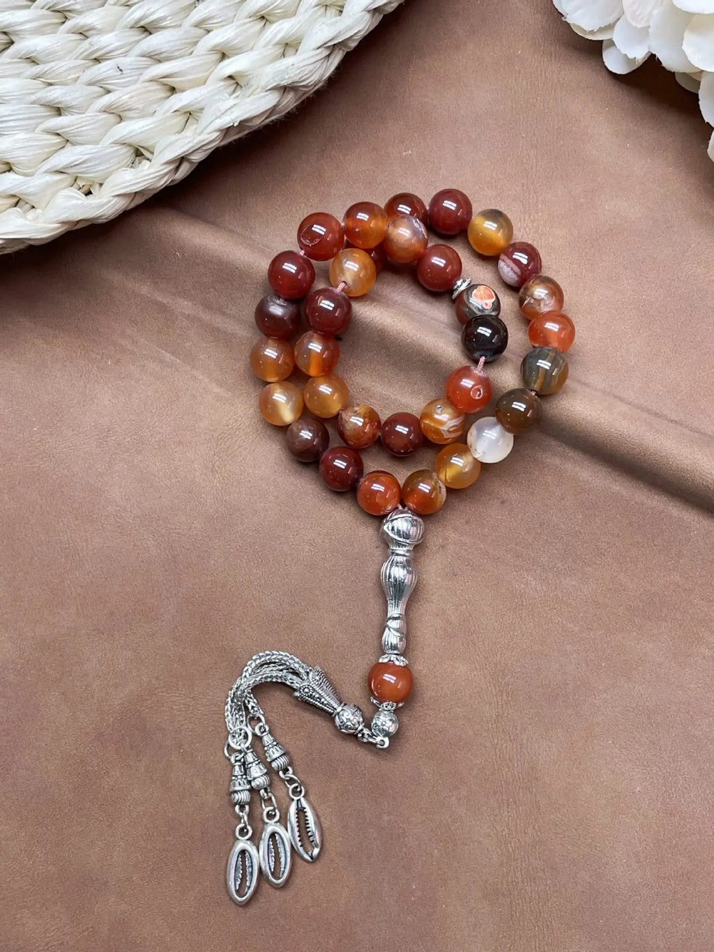 11pcs Islamic 33 Beads Glass Tasbih Arabic Prayer Misbaha Sebha Bracelet Hand Chain Muslim Rosary Jewelry for Men Women Gift