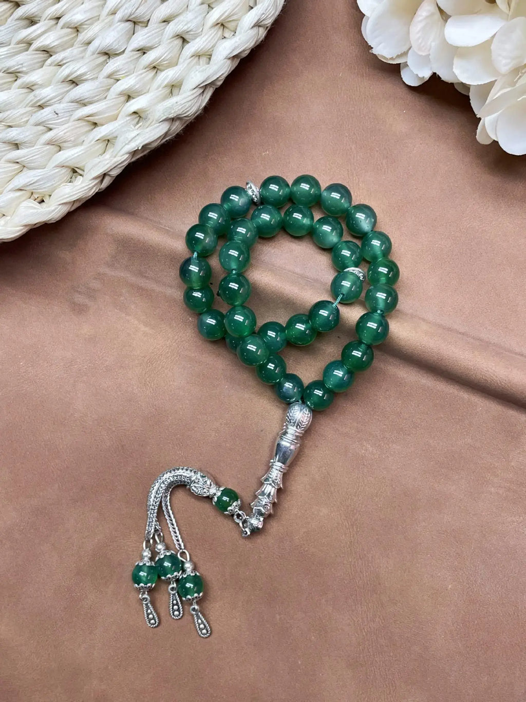 11pcs Islamic 33 Beads Glass Tasbih Arabic Prayer Misbaha Sebha Bracelet Hand Chain Muslim Rosary Jewelry for Men Women Gift