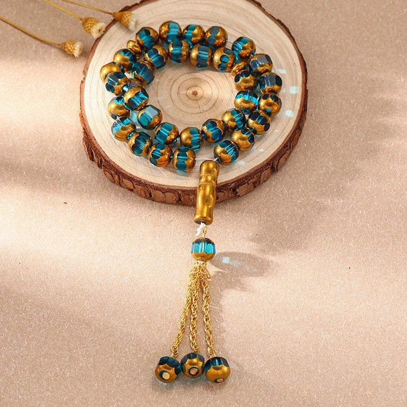 33PCS Holy Muslim Crystal Rosary Prayer Beads Glass Loose Islamic Prayer Beaded Bracelets Prayer Jewelry Accessories Wholesale