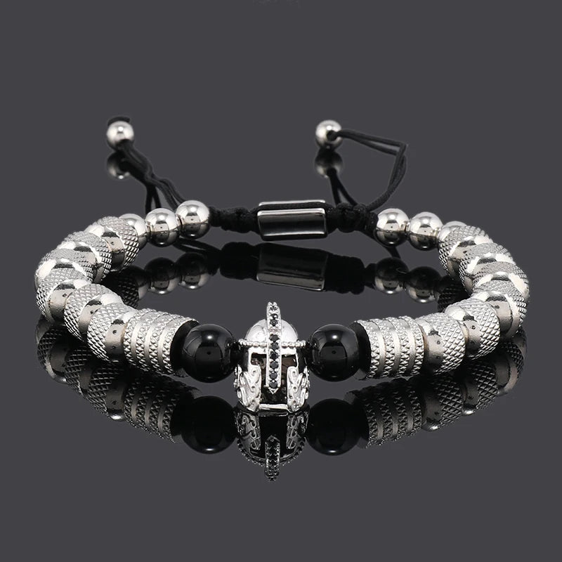 Luxury Stainless Steel Beads Spartan Warrior Helmet Man Bracelet Jewelry Valentine's Day For Women