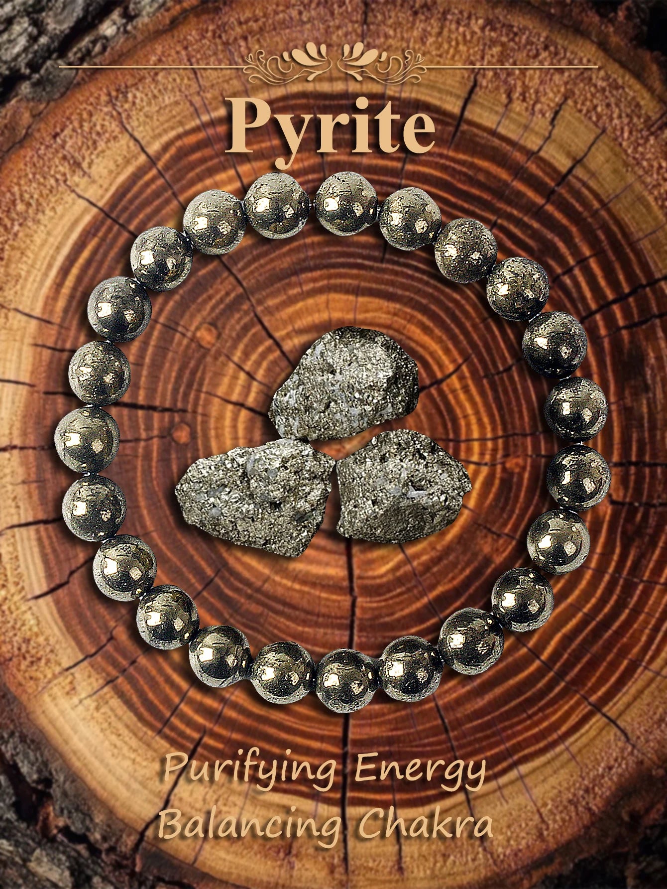 Attract Wealth Success & Confidence Boost Natural Pyrite Bead Bracelet Healing Crystal Energy Spiritual Jewelry Men Women Gift