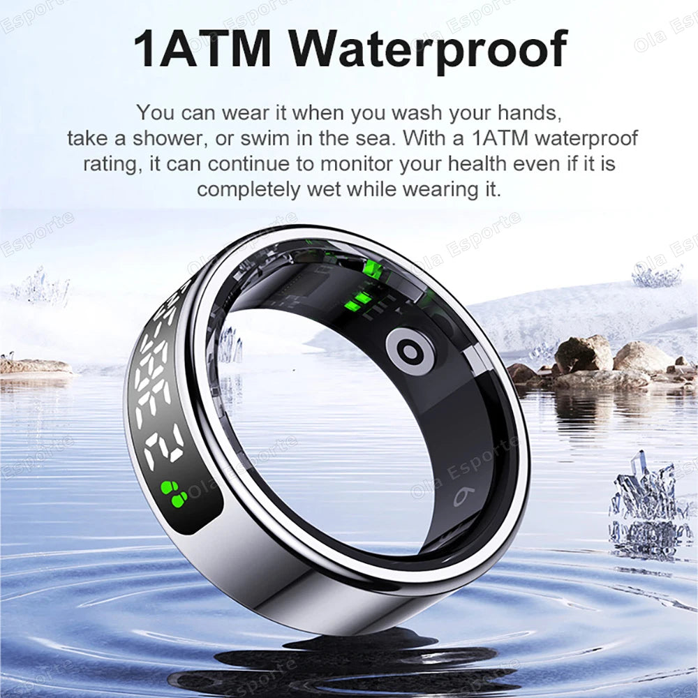 R11 Smart Ring with Display Screen and Touch, Zikr Tasbih Counter, With Charging Box, Health Manager,5ATM Waterproof For Android