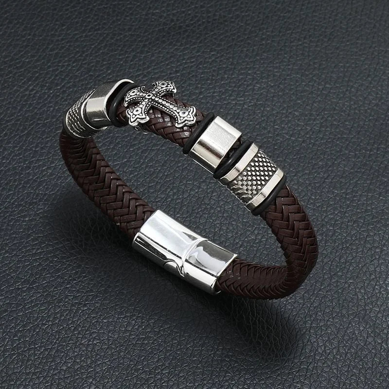 Men's Musical Symbol Leather Bracelet Vintage Creative Men's Bracelet Music Symbol Simple Leather Multi-Layer Bracelet