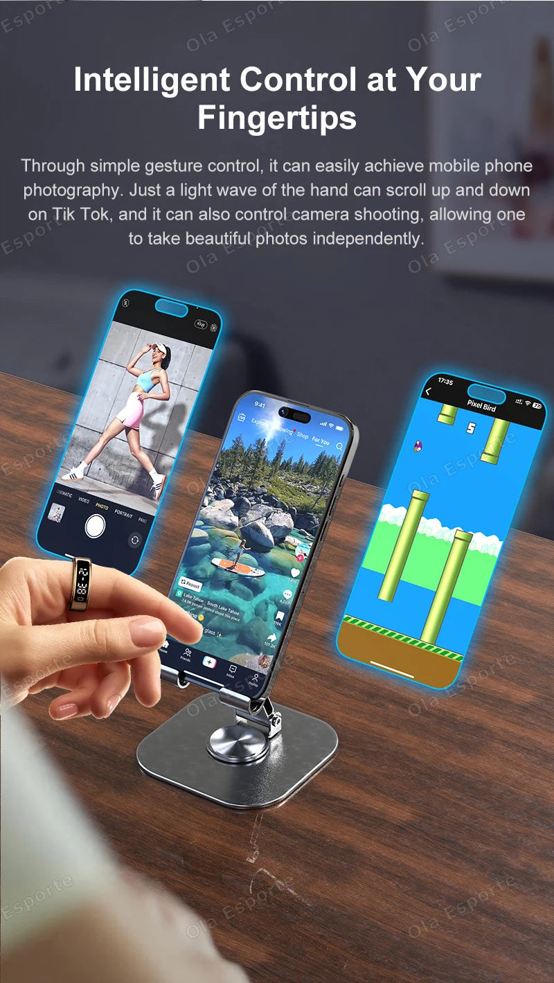 R11 Smart Ring with Display Screen and Touch, Zikr Tasbih Counter, With Charging Box, Health Manager,5ATM Waterproof For Android