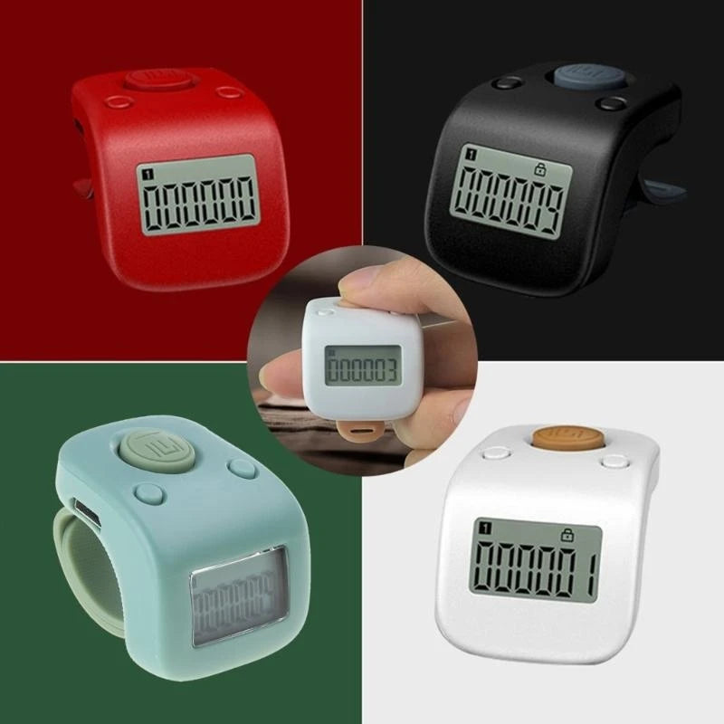 Digital LCD Finger Ring Tally Counter 6 Digit Beads 6 Channel Counting