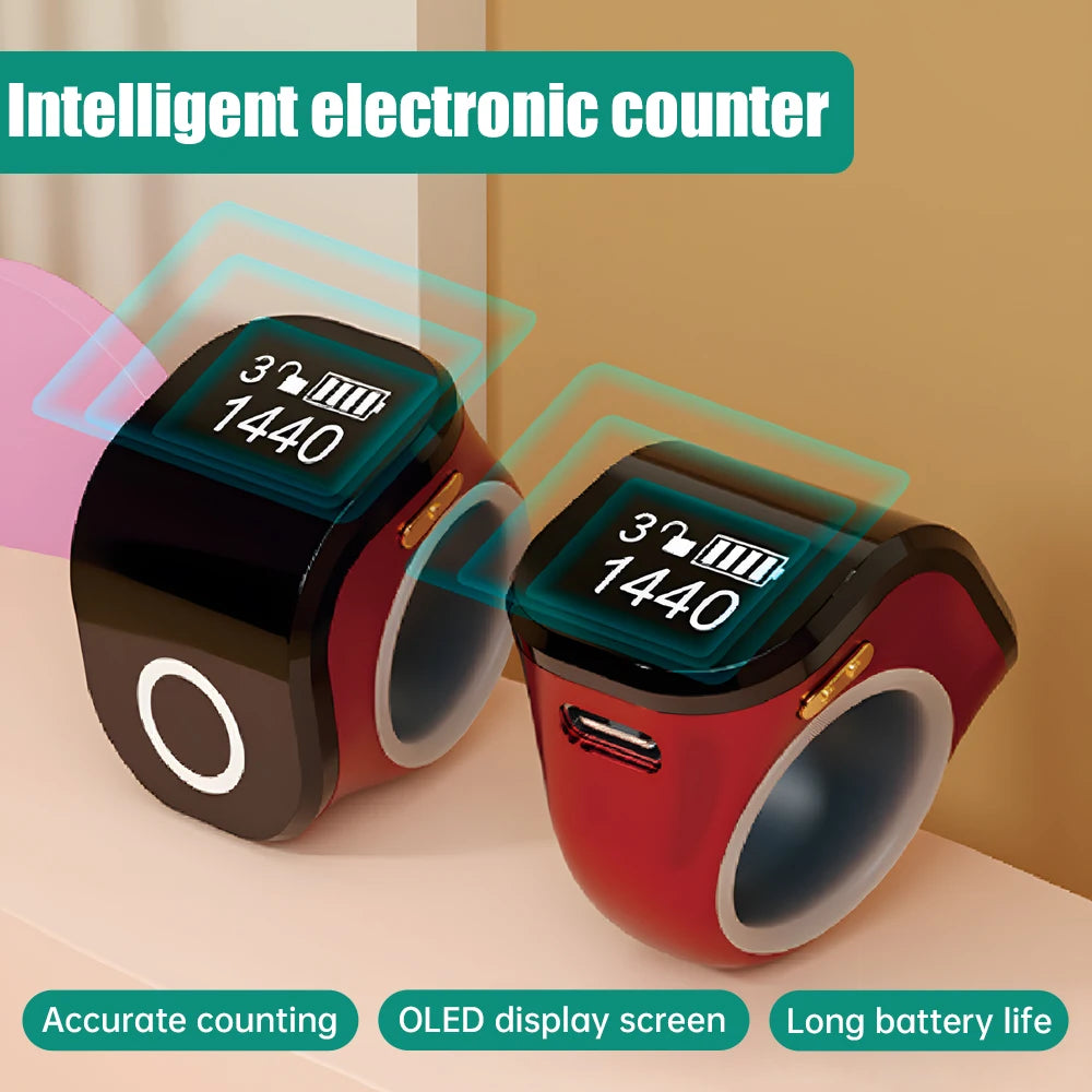 Smart Digital Counter for Muslims Prayer Time Vibration Reminder Mini Ring Counter Touch Waterproof Finger Counter Tasbeeh Zikr