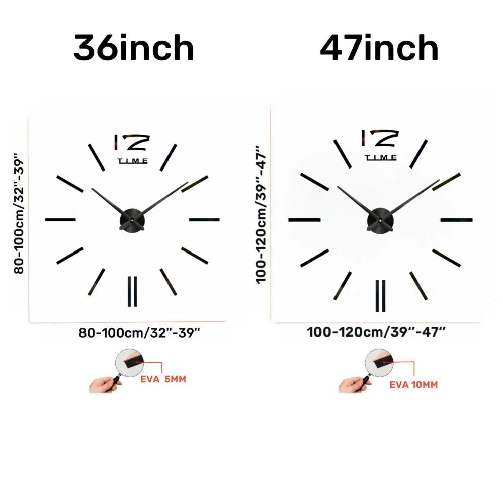 Large 3D Wall Clock Luminous Classic Wall Clocks DIY Digital Clock Wall Watches Stickers Silent Clock for Home Living Room Table