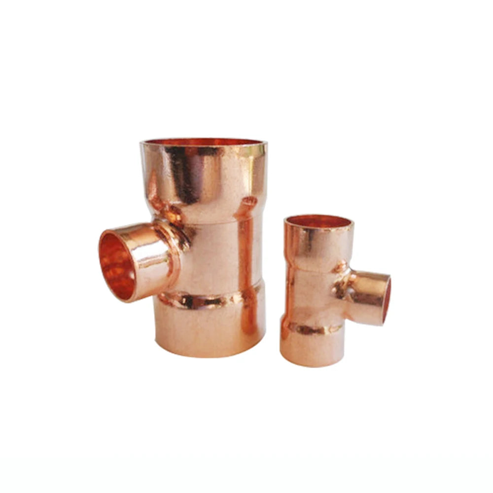 1/4" 3/8" 1/2" 8 10 14 15 16 19 22 25-159mm ID Copper End Feed Solder Reducing Tee 3 Ways Plumbing Fitting For Air Conditioner