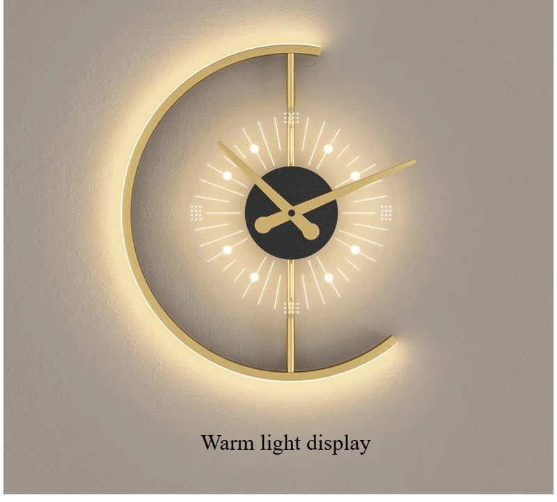 SANDYHA Nordic Clock Wall Lamp Living Room Background Wall Bedroom Headboard Light Modern Minimalist Decorative Lighting Fixture