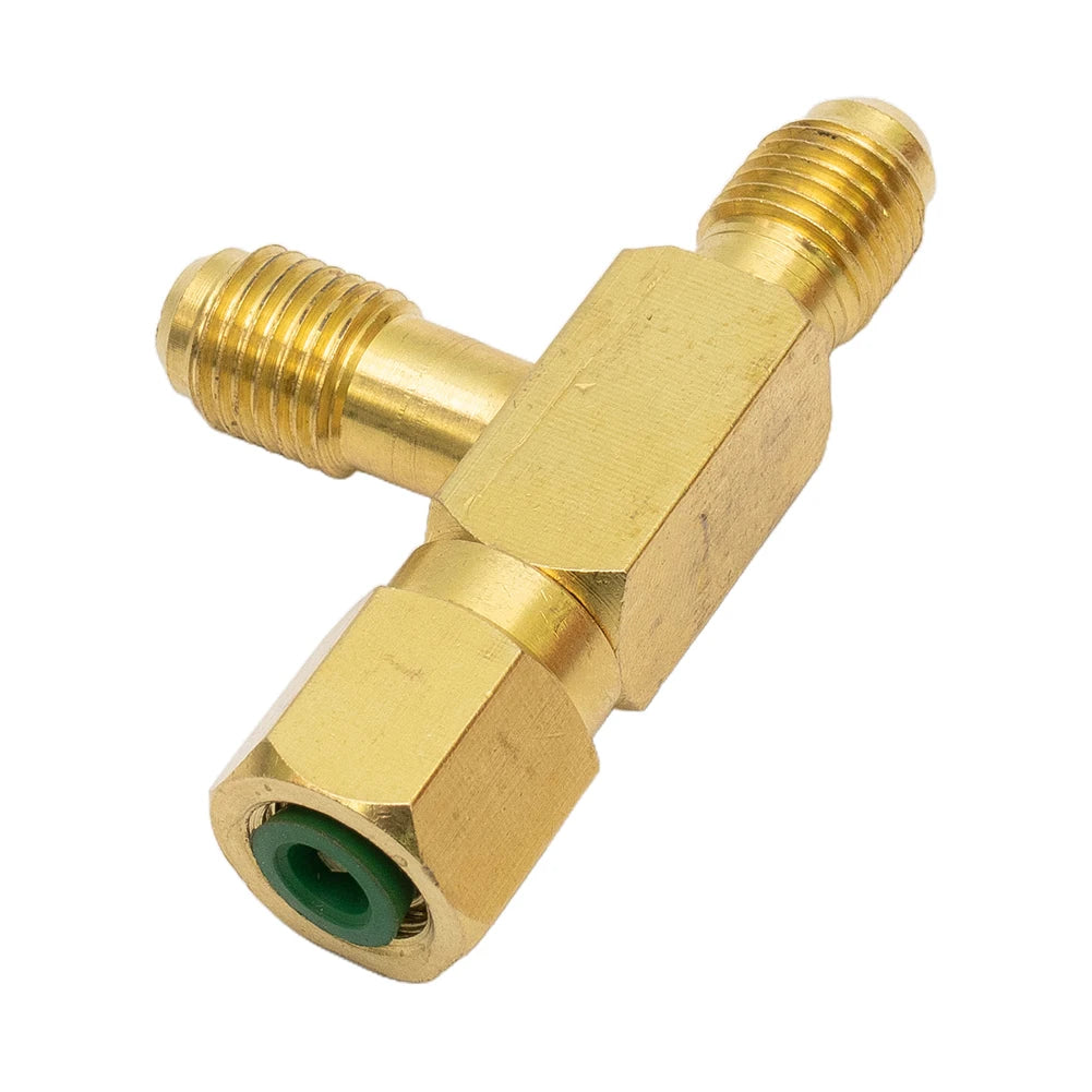 1pc T Type Adapter Tee Adapter 1/4X1/4X1/4\"SAE Flare Add Gauge Deep Vacuum Pump/Manifold Set Solid Brass Tee Adapter