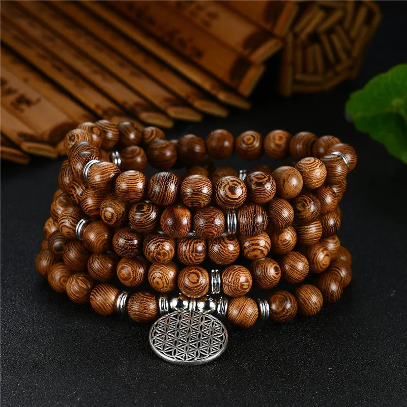 Wood Multi-layer Prayer Beads Bracelet Charm Meditation Yoga Rosary Lucky Wooden Bracelet For Women Men Jewelry Drop shipping
