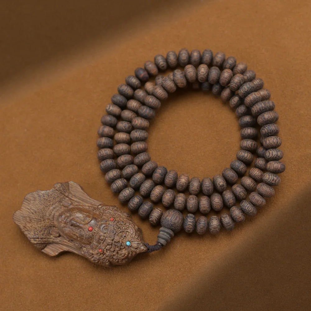 Vietnamese Nha Trang White Kynam Agarwood Bracelet Old-Style Beads Double-Circle Sinkable Rosary With Natural Fragrance Unisex