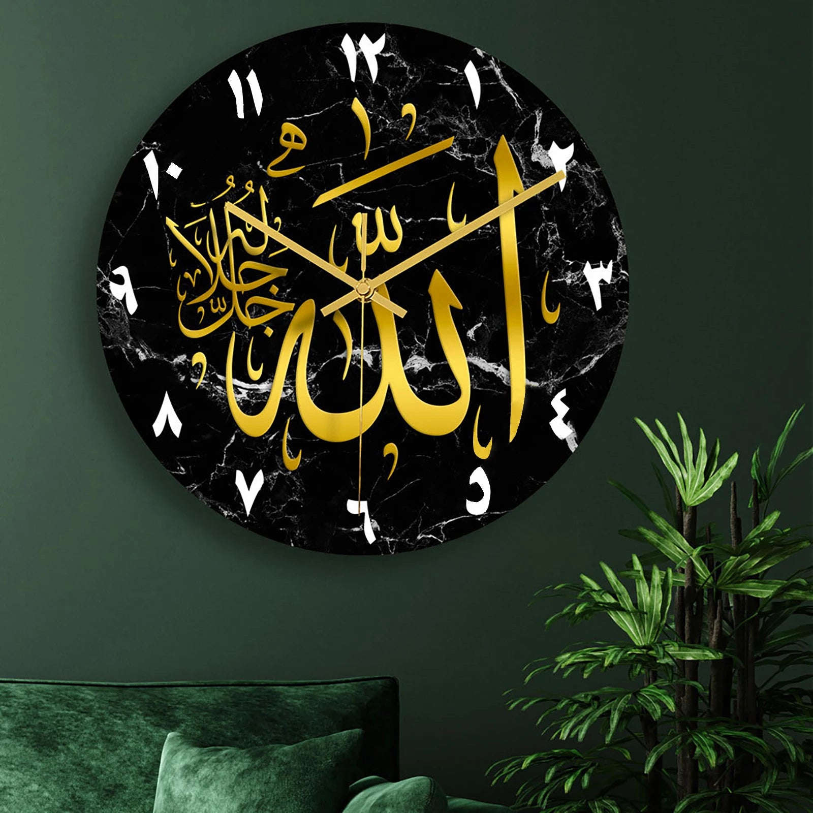 1pc Acrylic Mirror Decorative Clock Islamic Calligraphy Decoration Silent Wall Decor Home Clock Clock Wall 3d Pendulum