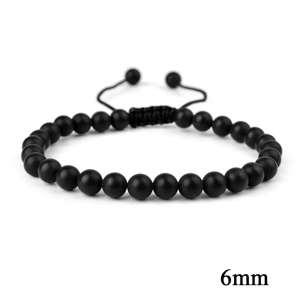 6mm 8mm 10mm Natural Stone Bracelet, Tiger Eye Agate Lava Bead Unisex Adjustable Handwoven Boho Jewelry Gift for Men Women