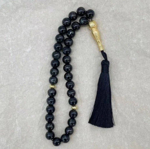 33 Beads 10mm Textured Glass Tasbih, Multicolor Arabic Prayer Beads for Muslim Worship, Handmade Ramadan Gift for Friends