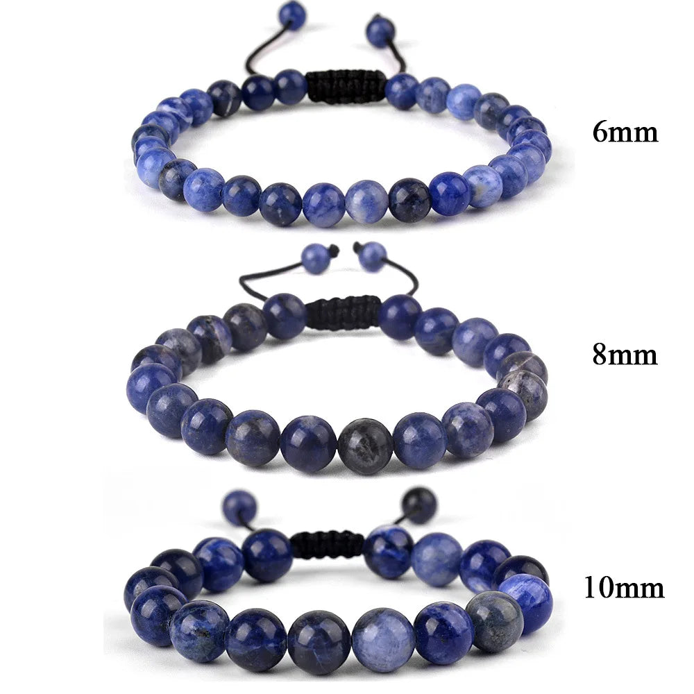 6mm 8mm 10mm Natural Stone Bracelet, Tiger Eye Agate Lava Bead Unisex Adjustable Handwoven Boho Jewelry Gift for Men Women