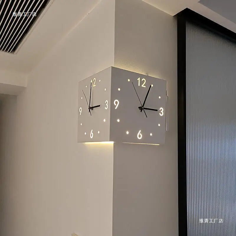2025Simple and creative corner double-sided wall clock, double-sided clock, living room, silent corner clock, universal