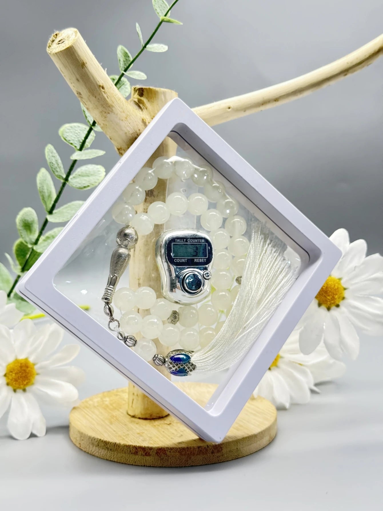 1PC 33 Beads Misbaha Counter Set - Golden/Silver Prayer Beads with Transparent Gift Box | Tasbih Dhikr Counter for Muslim