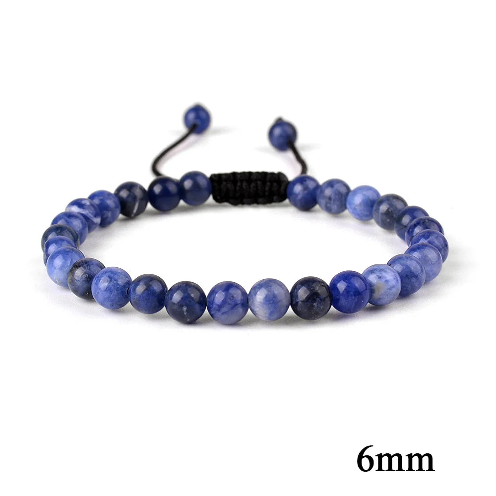 6mm 8mm 10mm Natural Stone Bracelet, Tiger Eye Agate Lava Bead Unisex Adjustable Handwoven Boho Jewelry Gift for Men Women