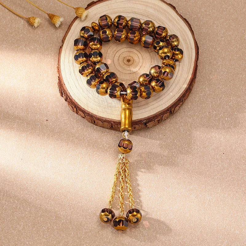 33PCS Holy Muslim Crystal Rosary Prayer Beads Glass Loose Islamic Prayer Beaded Bracelets Prayer Jewelry Accessories Wholesale