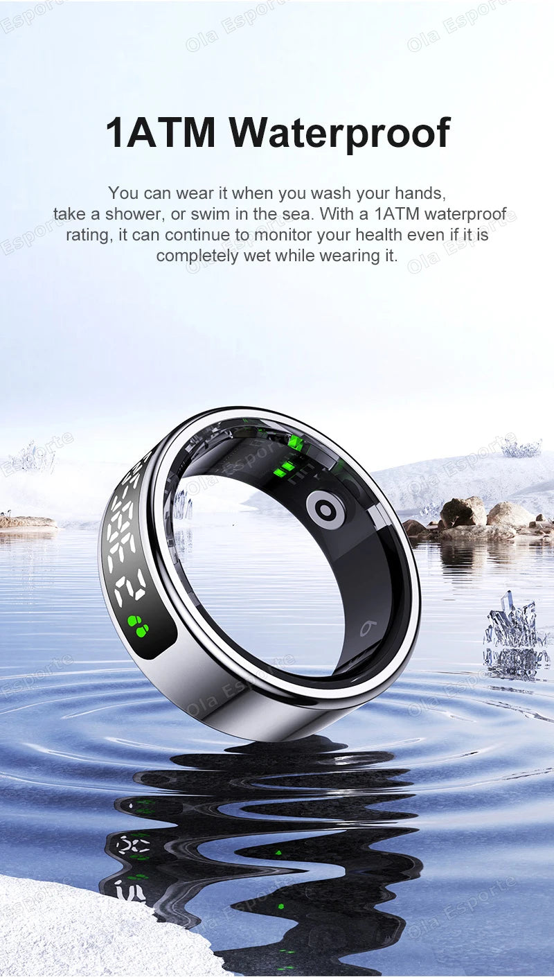 R11 Smart Ring with Display Screen and Touch, Zikr Tasbih Counter, With Charging Box, Health Manager,5ATM Waterproof For Android