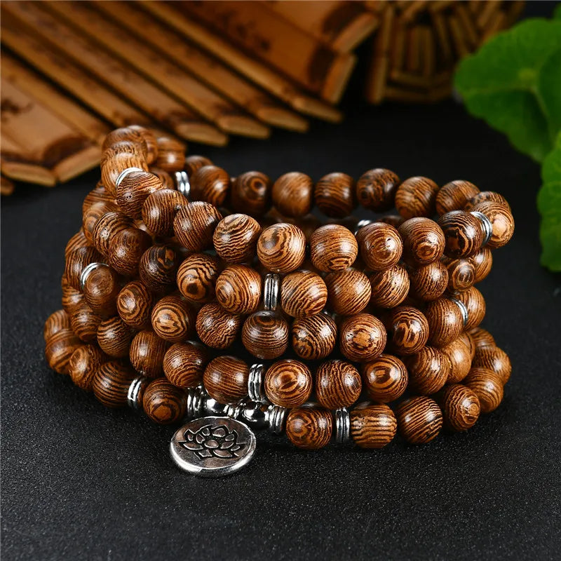 Wood Multi-layer Prayer Beads Bracelet Charm Meditation Yoga Rosary Lucky Wooden Bracelet For Women Men Jewelry Drop shipping