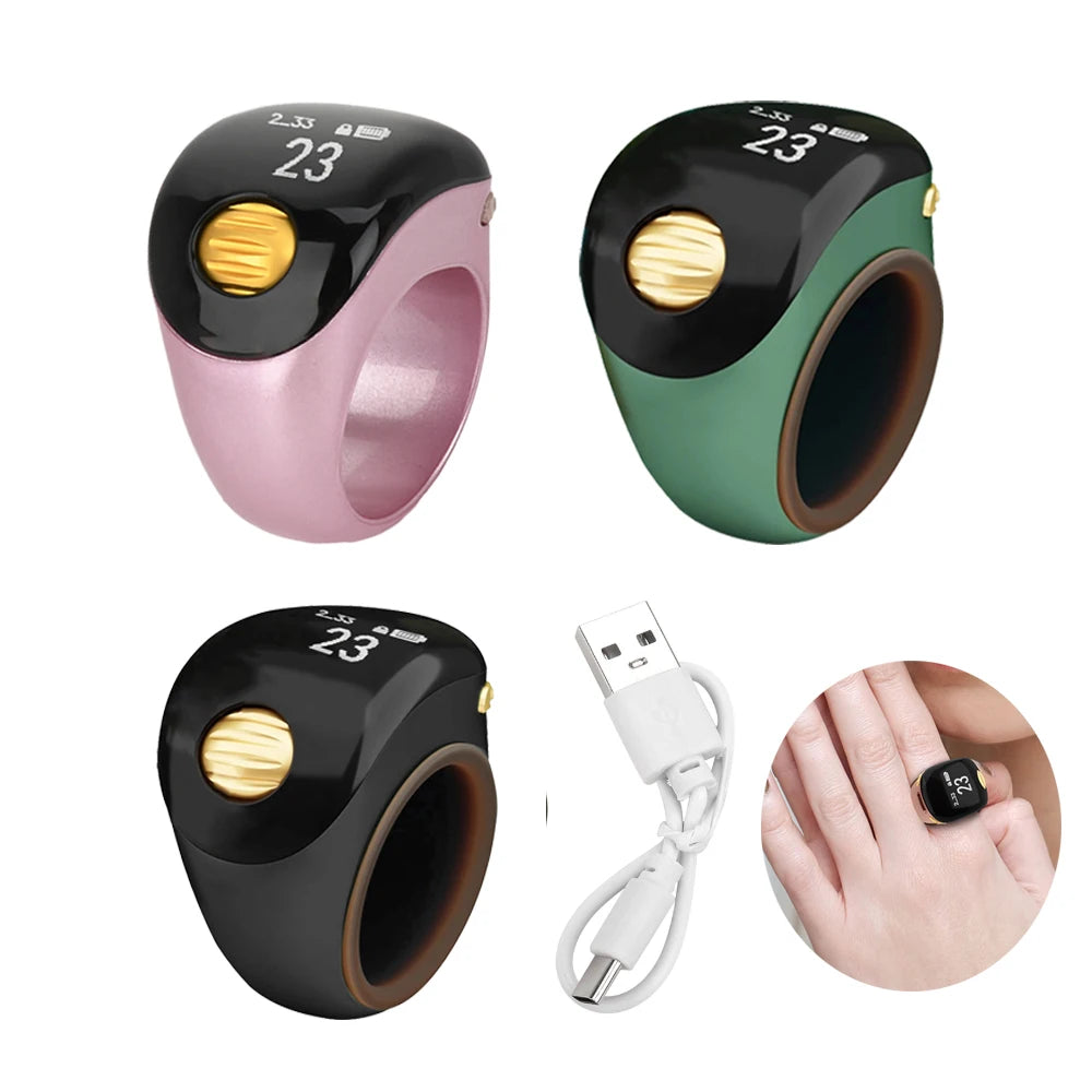 New Smart Tasbih Tally Digital Counter for Muslims Tasbeeh Zikr Ring 5 Prayer Time Vibration Reminder Waterproof