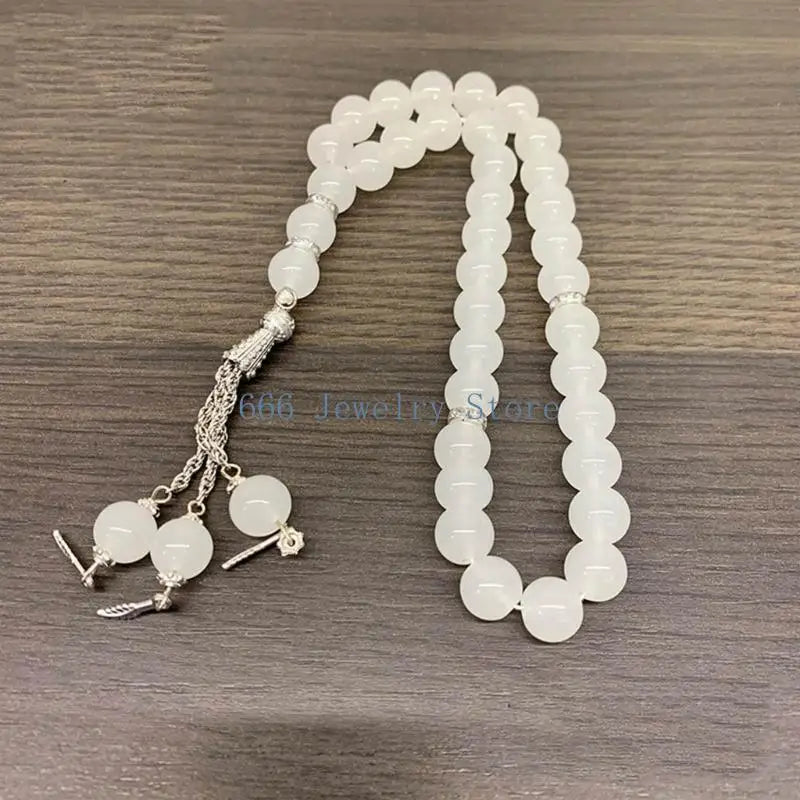 F2TD Crystal Prayer Beads Tassels Hand Bracelet Islamic 33 Beads Rosary Bracelet Religious Jewelry Gift for Men Women