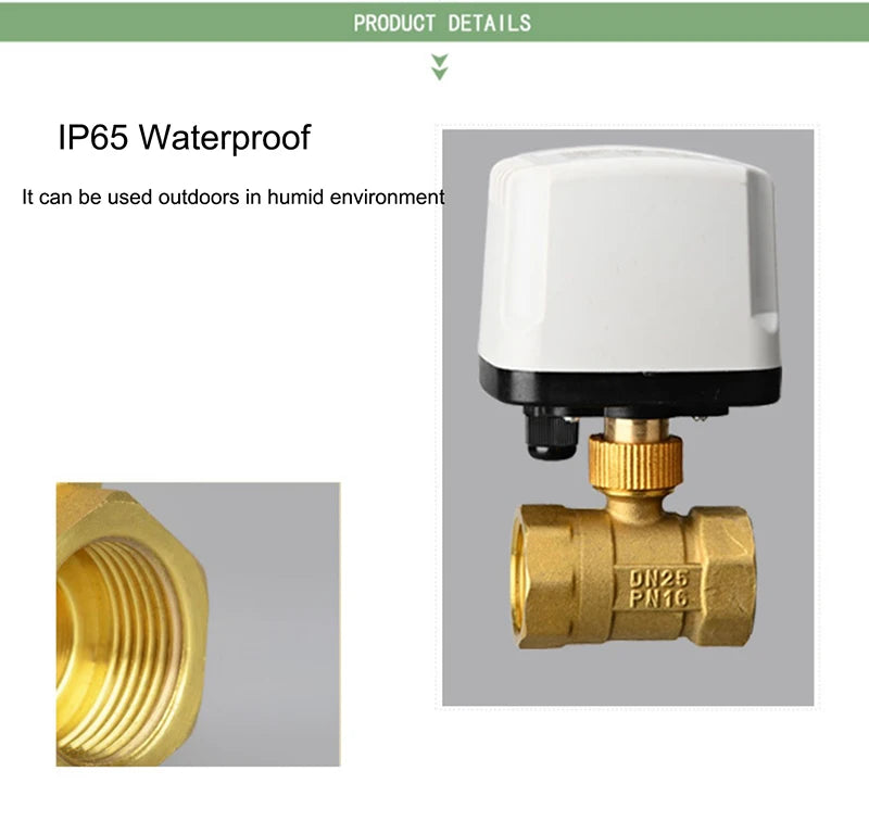 1/2'' 3/4'' 1'' 1-1/4'' 2 Inch IP65 Waterproof Motorized Ball Valve 2 Way Brass Electric Ball Valve Big Torque Metal Motor