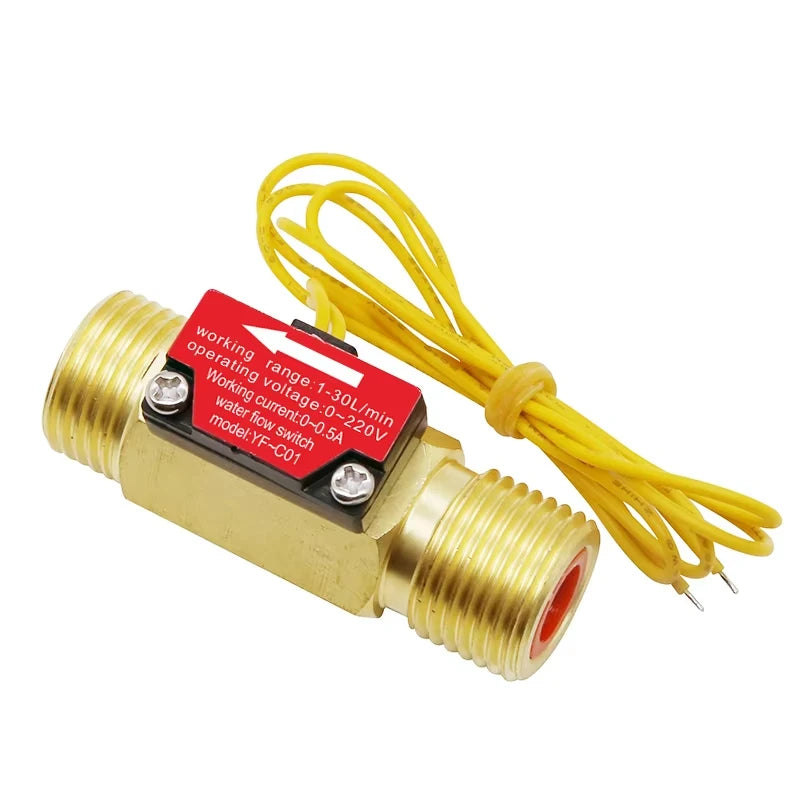 1/2" 3/4" Flow Switch Brass Male thread DN15 DN20 Liquid Water Sensor With filtermesh 0-220V