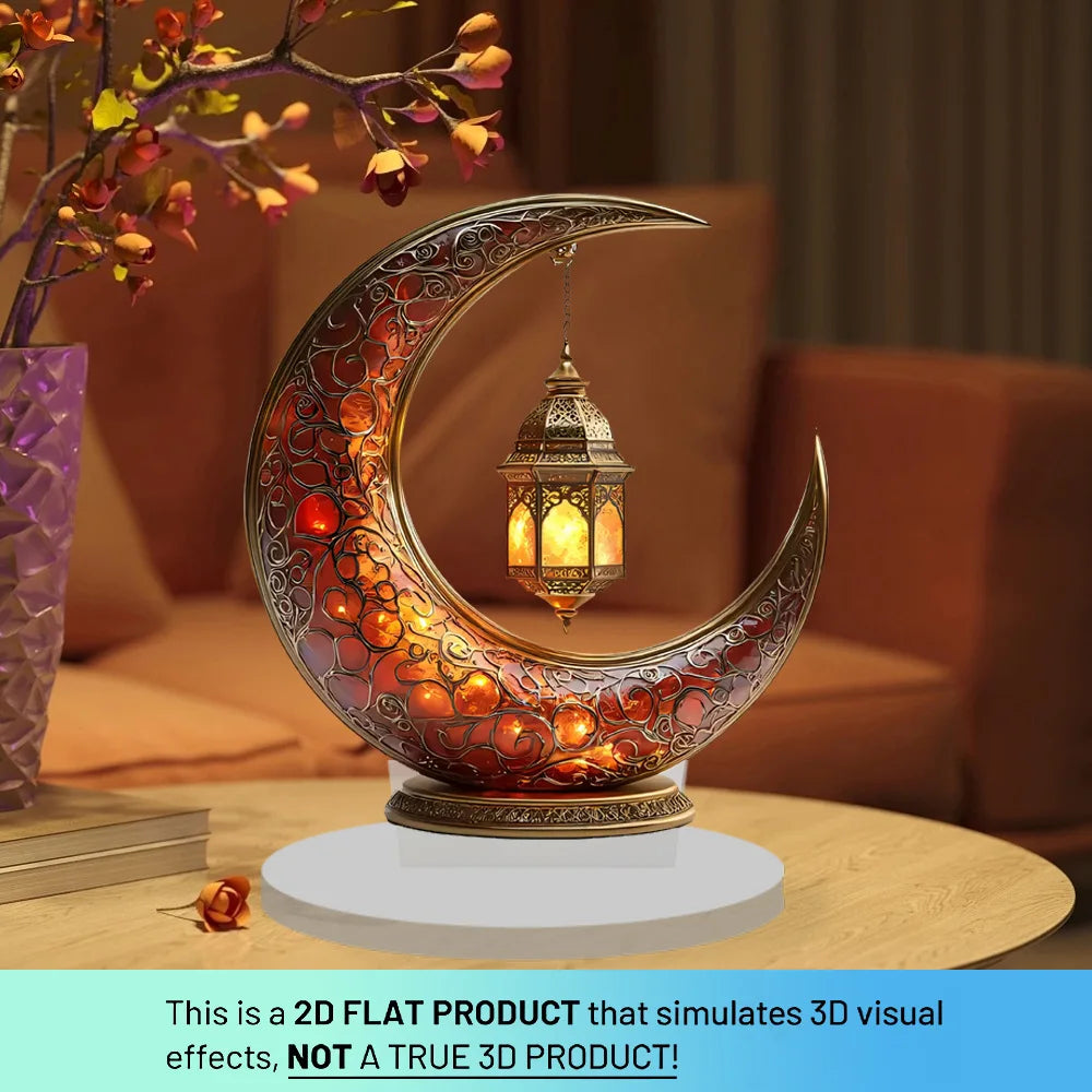 2025 Eid Table Top Decorations Muslim Arabic Eid Table Centerpieces 2D Flat Acrylic Moon Tabletop Random Ornament Assortment