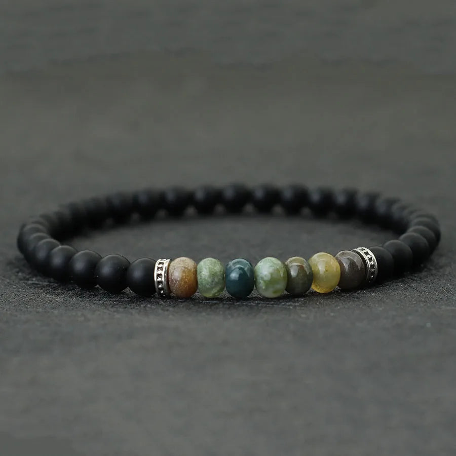 Simple Style Natural Matte Stone Bracelet Unisex Handmade 6mm Tiger Eyes Obsidian Beaded Braslet Healing Leisure Couple Pulseira