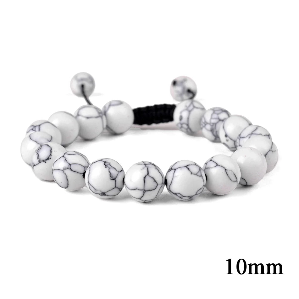 6mm 8mm 10mm Natural Stone Bracelet, Tiger Eye Agate Lava Bead Unisex Adjustable Handwoven Boho Jewelry Gift for Men Women