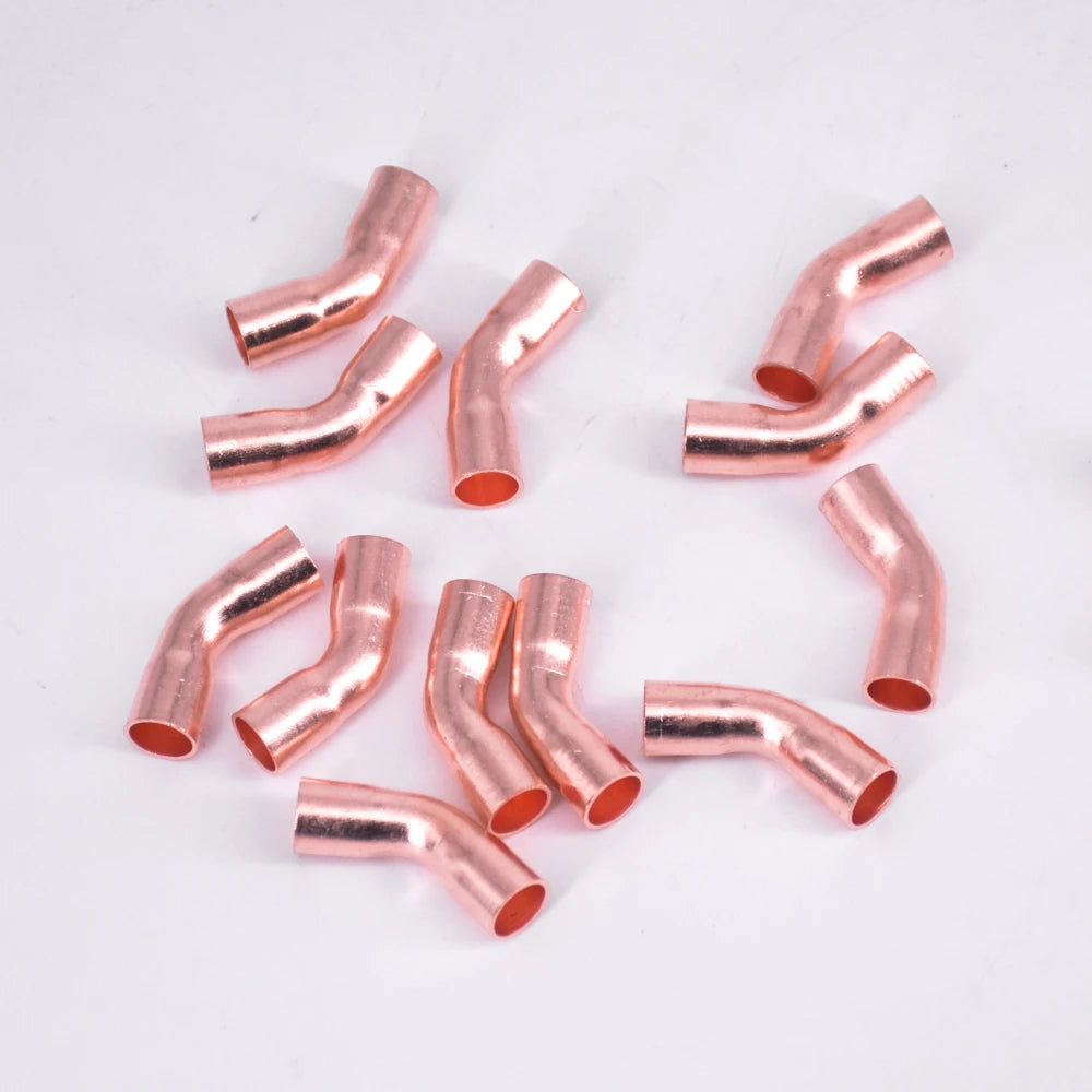 1/4" 3/8" 1/2" 3/4" 1" 10 15 16 19 22 25.4 28mm ID Copper End Feed Solder 45 Degree Elbow Fitting Coupler For Air Condition