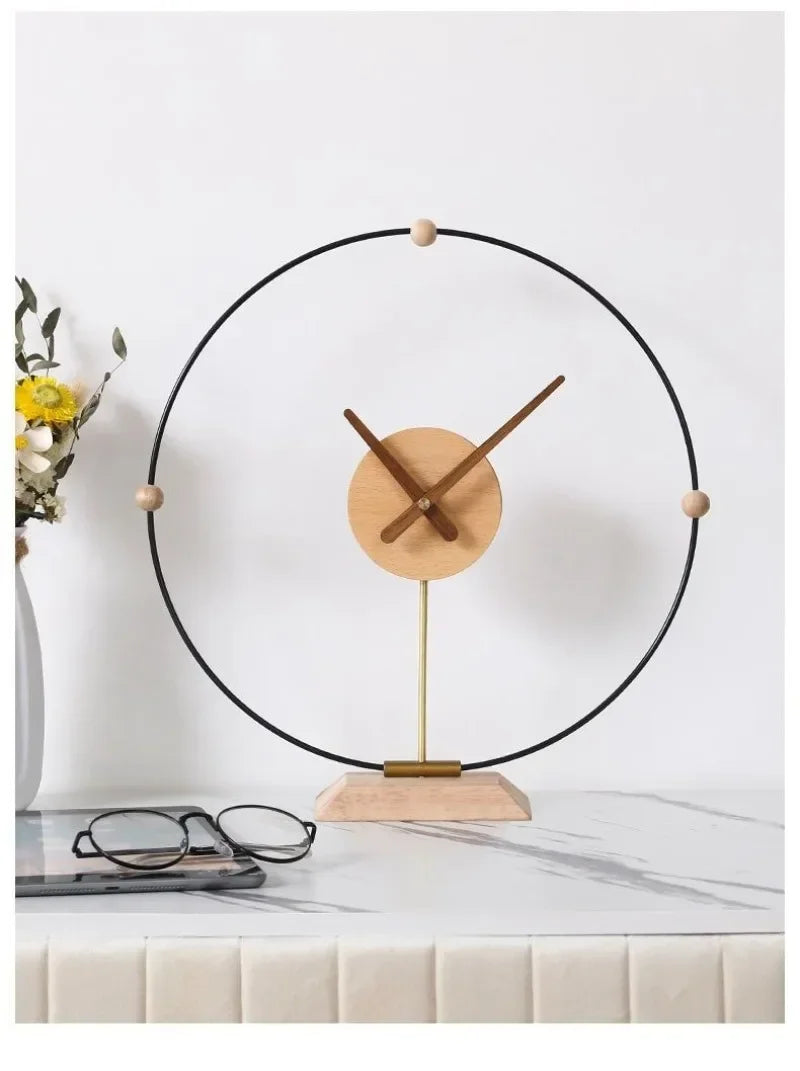 Art Wall Clock Silent Spain Watches Large Living Room Clocks Luxury Minimalist Watch Solid Wood Pointer Home Decoration